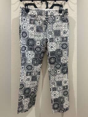 Trina Turk Black & White Geometric Print Pants